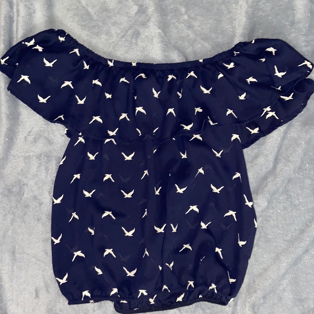 off the shoulder navy blue top